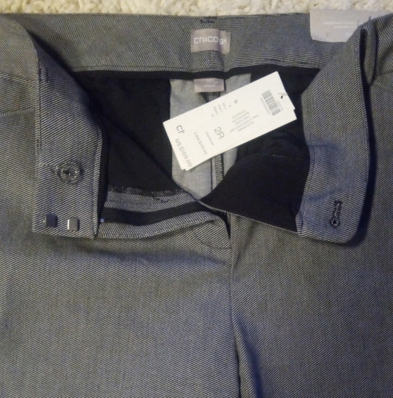 Chico's So Slimming Sophia Twill Striped Straight Leg Pants NWT Size 2 12 - Picture 11 of 14